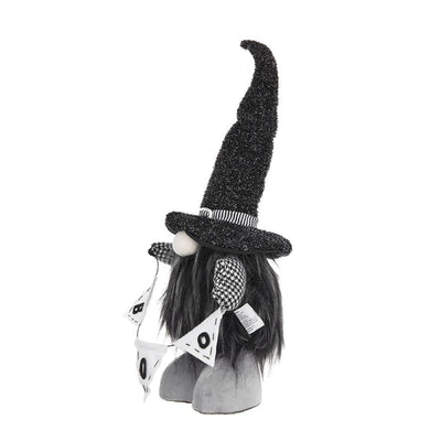 Gnome With 'Boo' Banner, For Halloween Decor - Black White