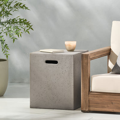Modern Tank Holder Side Table With Smooth Concrete Surface