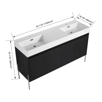 Freestanding Bathroom Vanity With Resin Sink And Storage Cabinet