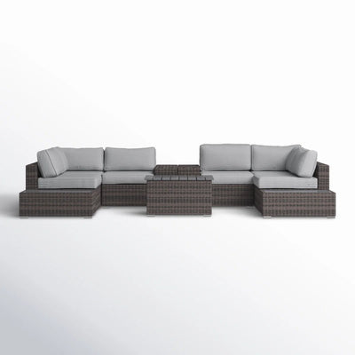 Wicker Sectional Seating Group With Plush Cushions