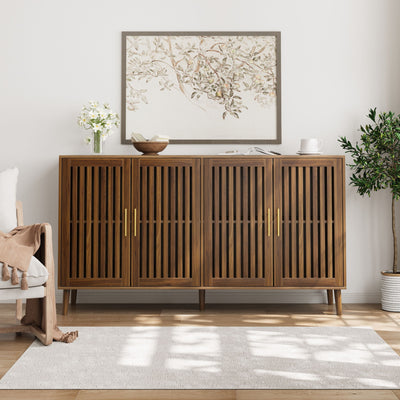 Grille Striped Sideboard Buffet Cabinet With Storage
