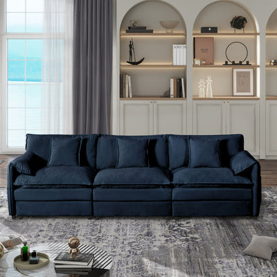 Modern Chenille Oversized Deep Seat Sectional Sofa With Pillows