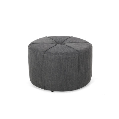 Contemporary Ottoman With Tonal Piping And Button Tuft Design