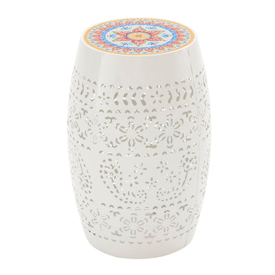 Ruby - Boho Mosaic Side Table With Ceramic Tile Top