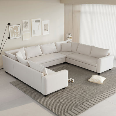 Modular Sectional Reversible U Shaped Couch Set, Free Combination Minimalist Style, Oversized 8 Seat Convertible Sofa