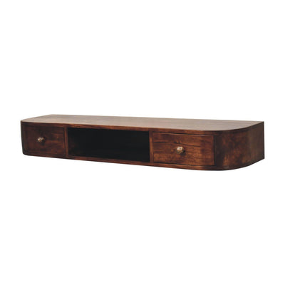 Lunar - Floating Console With 2 Drawer - Chestnut