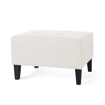 Classic Ottoman With Birch Wood Legs And Fabric Upholstery