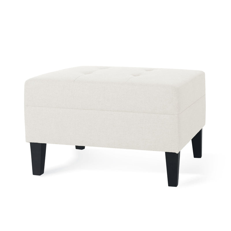 Classic Ottoman With Birch Wood Legs And Fabric Upholstery