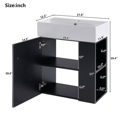 Modern Floating Bathroom Vanity With Ceramic Basin Perfect For Small Bathrooms