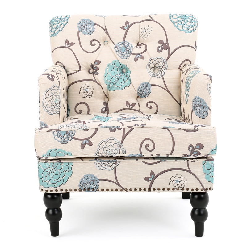 Vitality - Club Chair With Button Tufted Diamond Stitching And Turned Legs