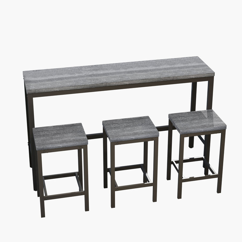 Modern Design Long Dining Table Set With 3 Stools