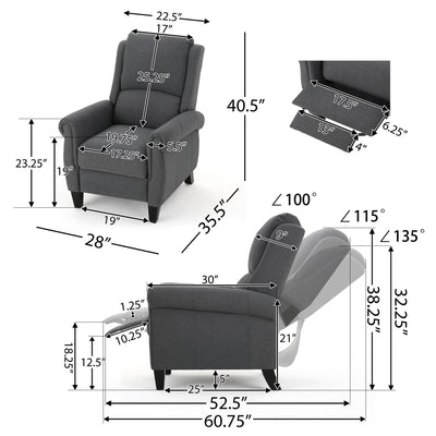Contemporary Push Back Recliner Chair