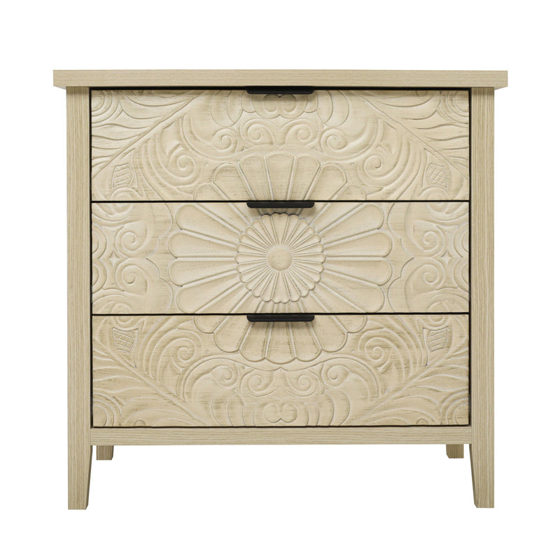 3 Drawer Cabinet, American Furniture, Suitable For Bedroom, Living Room, Study - Natural