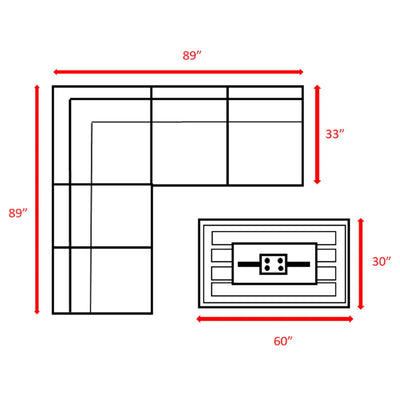 6 Piece Sectional Sofa Set With Cushions - Brown