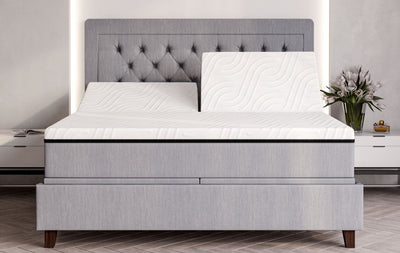 Front view of the Personal Comfort R11 mattress with one side slightly raised.