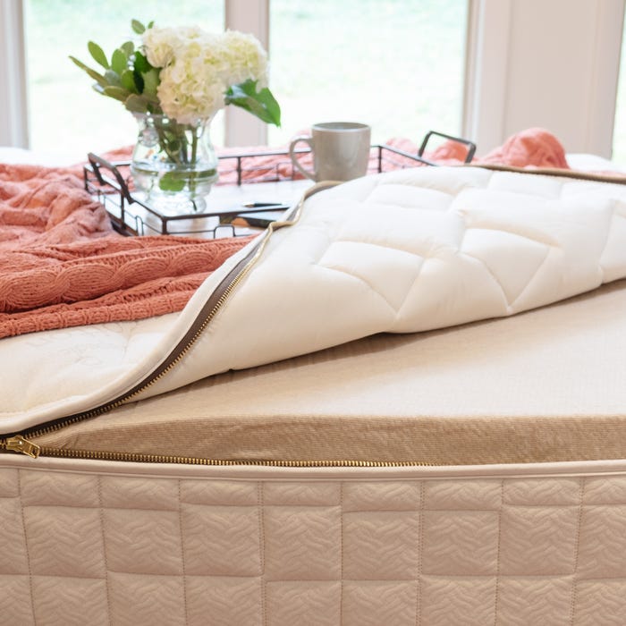 Naturepedic Organic Mattress - EOS Trilux with the mattress cover zipped up. 
